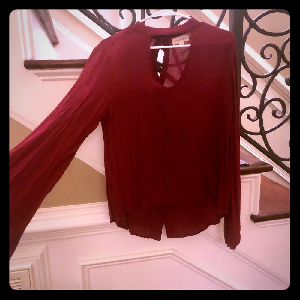 Cloth & Stone maroon long sleeve blouse
